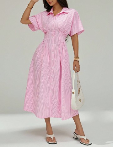 Rochie medie SHEIN, roz/alb