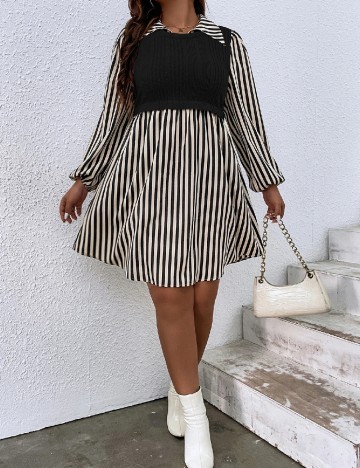 Rochie scurta SHEIN CURVE, negru/crem