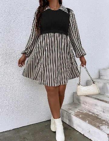 Rochie scurta SHEIN CURVE, negru/crem