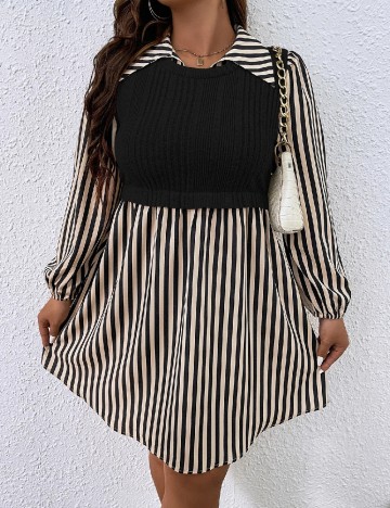 Rochie scurta SHEIN CURVE, negru/crem