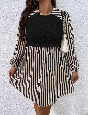 Rochie scurta SHEIN CURVE, negru/crem