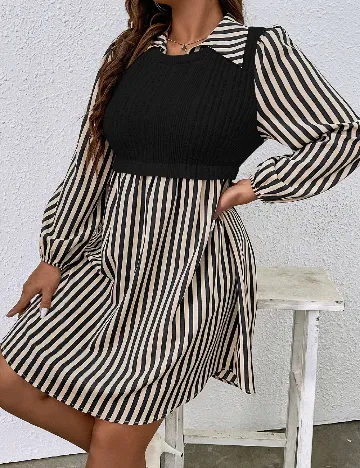 Rochie scurta SHEIN CURVE, negru/crem