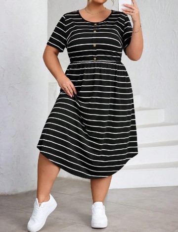 Rochie medie SHEIN CURVE, alb/negru