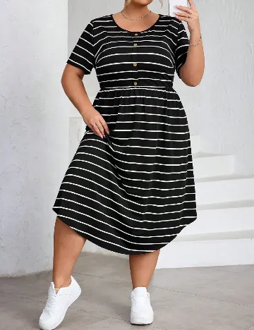 Rochie medie SHEIN CURVE, alb/negru