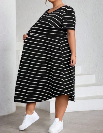 Rochie medie SHEIN CURVE, alb/negru