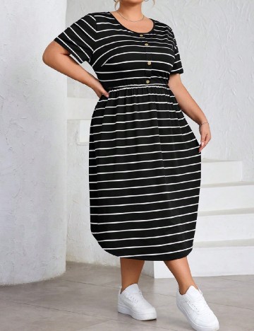 Rochie medie SHEIN CURVE, alb/negru