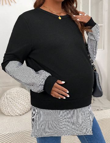 Bluza SHEIN Maternity, alb/negru