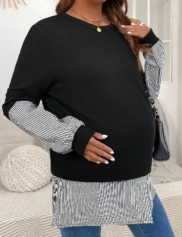 Bluza SHEIN Maternity, alb/negru