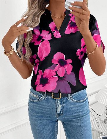 Bluza SHEIN, roz/negru