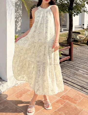 Rochie medie Dazy, crem