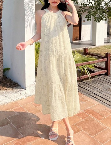 Rochie medie Dazy, crem