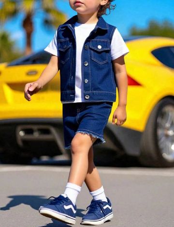 Compleu Shein Kids, bleumarin/alb