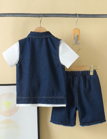 Compleu Shein Kids, bleumarin/alb