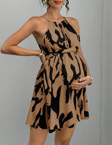 Rochie scurta SHEIN Maternity, maro