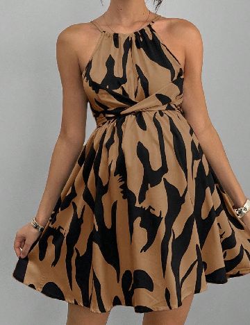 Rochie scurta SHEIN Maternity, maro