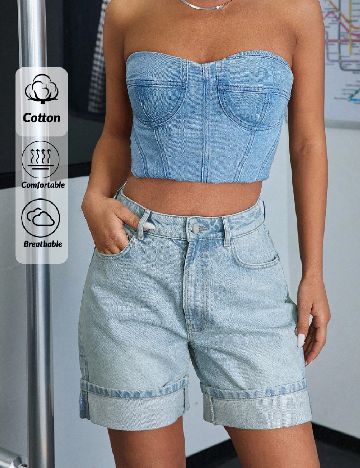 Pantaloni scurti SHEIN, albastru