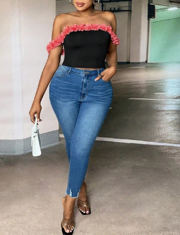 Top SHEIN CURVE, negru