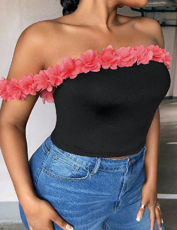 Top SHEIN CURVE, negru