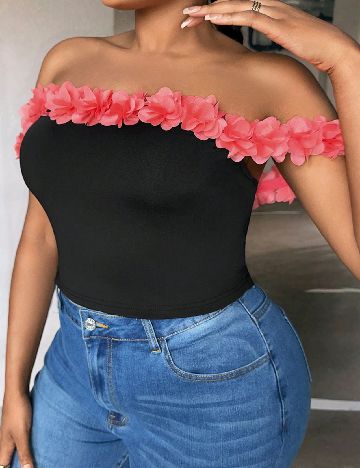 Top SHEIN CURVE, negru