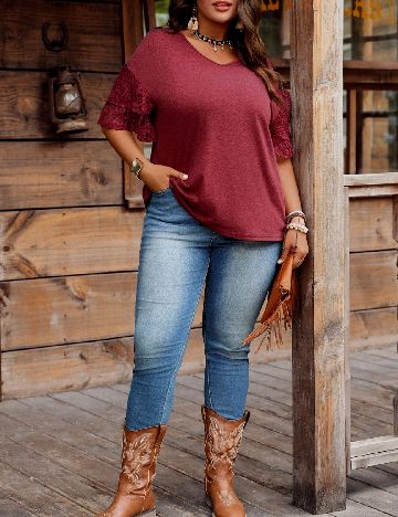 Tricou Emery Rose Curve, visiniu