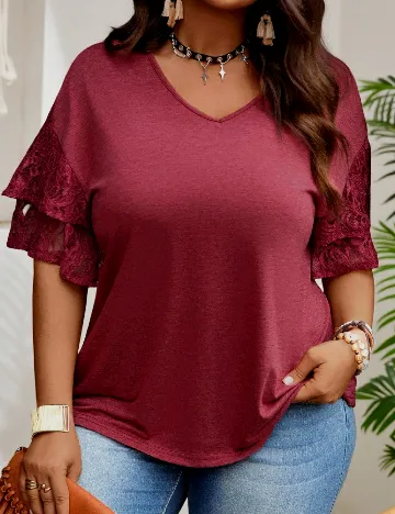 Tricou Emery Rose Curve, visiniu