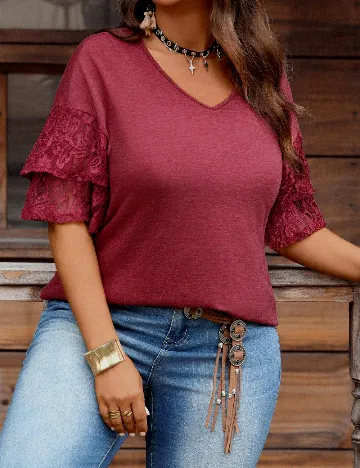 Tricou Emery Rose Curve, visiniu