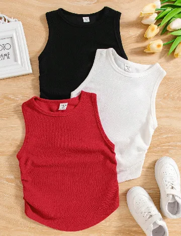 Set topuri 3 bucati Shein Kids, mix culori