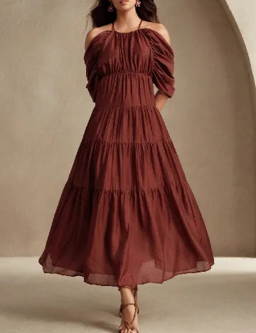 Rochie lunga Anewsta, maro