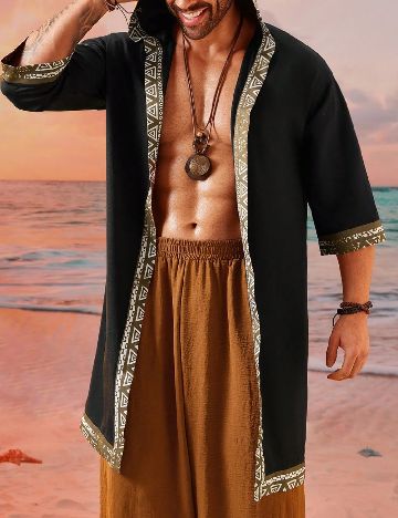 Kimono SHEIN Plus Size Men, negru