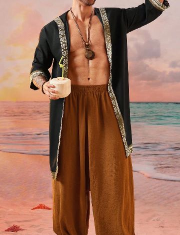 Kimono SHEIN Plus Size Men, negru