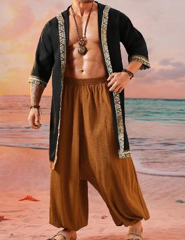 Kimono SHEIN Plus Size Men, negru