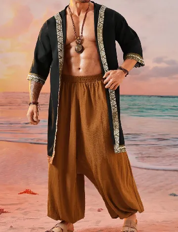 Kimono SHEIN Plus Size Men, negru