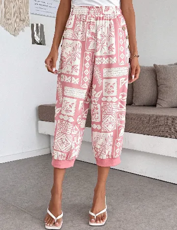 Pantaloni trei sferturi SHEIN, roz