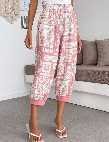 Pantaloni trei sferturi SHEIN, roz