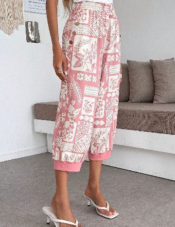 Pantaloni trei sferturi SHEIN, roz