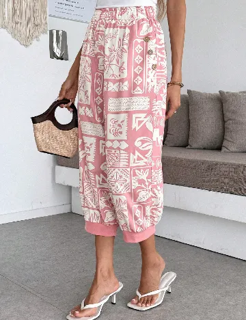 Pantaloni trei sferturi SHEIN, roz