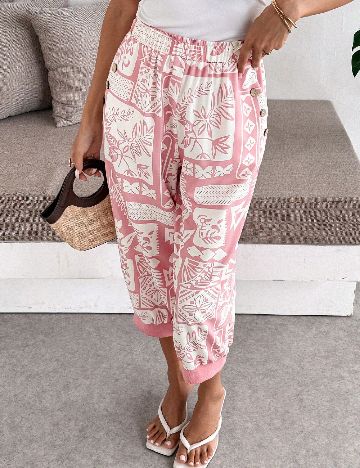 Pantaloni trei sferturi SHEIN, roz