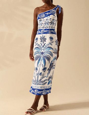 Rochie medie SHEIN, alb/albastru