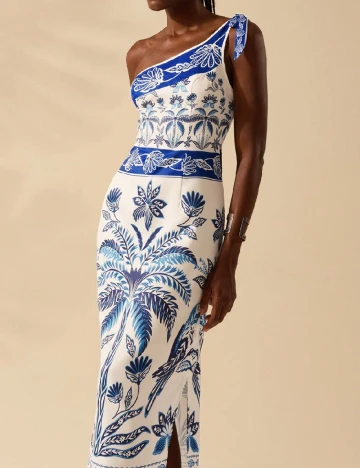 Rochie medie SHEIN, alb/albastru