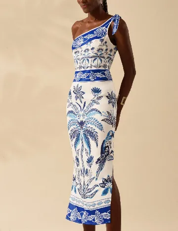 Rochie medie SHEIN, alb/albastru