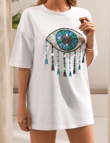 Tricou Oversize SHEIN CURVE, alb