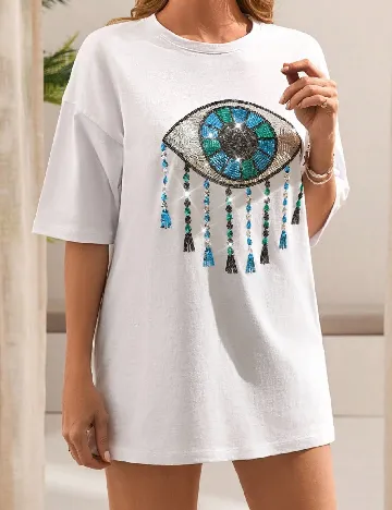 Tricou Oversize SHEIN CURVE, alb