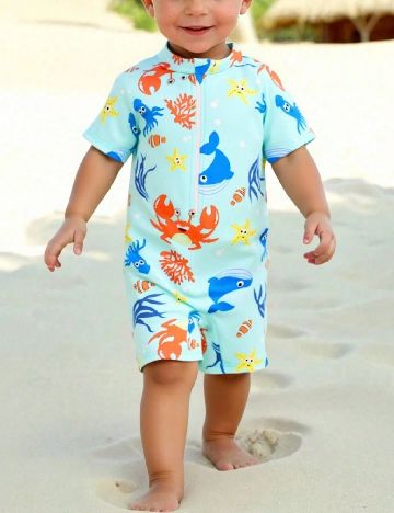 Salopeta de plaja Shein Kids, albastru