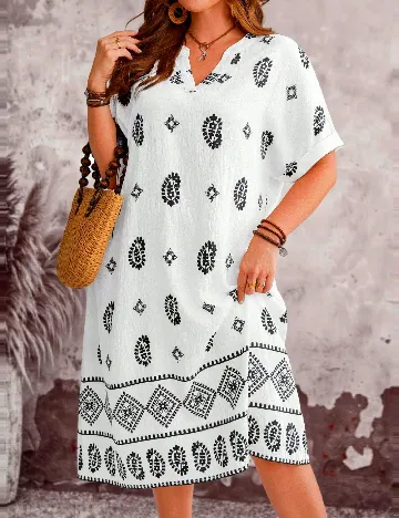 Rochie medie Emery Rose Curve, ecru