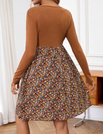 Rochie scurta SHEIN Maternity, maro