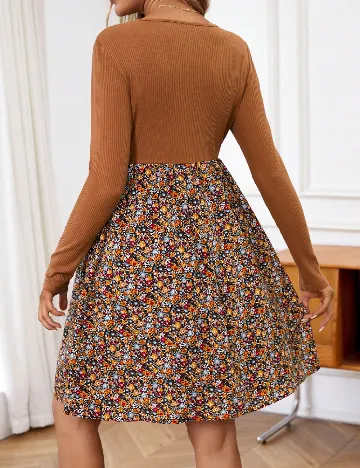 Rochie scurta SHEIN Maternity, maro