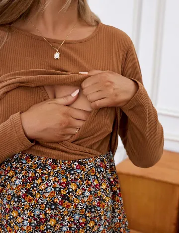 Rochie scurta SHEIN Maternity, maro