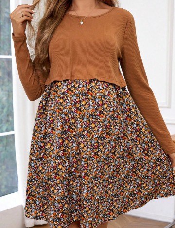 Rochie scurta SHEIN Maternity, maro