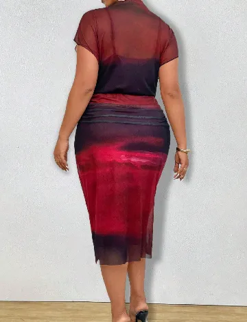 Rochie medie SHEIN CURVE, negru/rosu