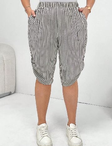 Pantaloni scurti SHEIN CURVE, negru/crem